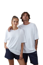 Drop Shoulder - Plain Off-White Tee - Unisex