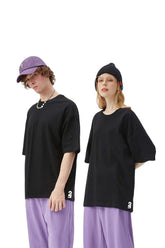 Drop Shoulder - Plain Black Tee - Unisex