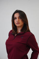 Maroon Quarter-Zip Thumbhole Sweatshirt