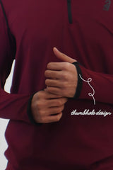 Maroon Quarter-Zip Thumbhole Sweatshirt