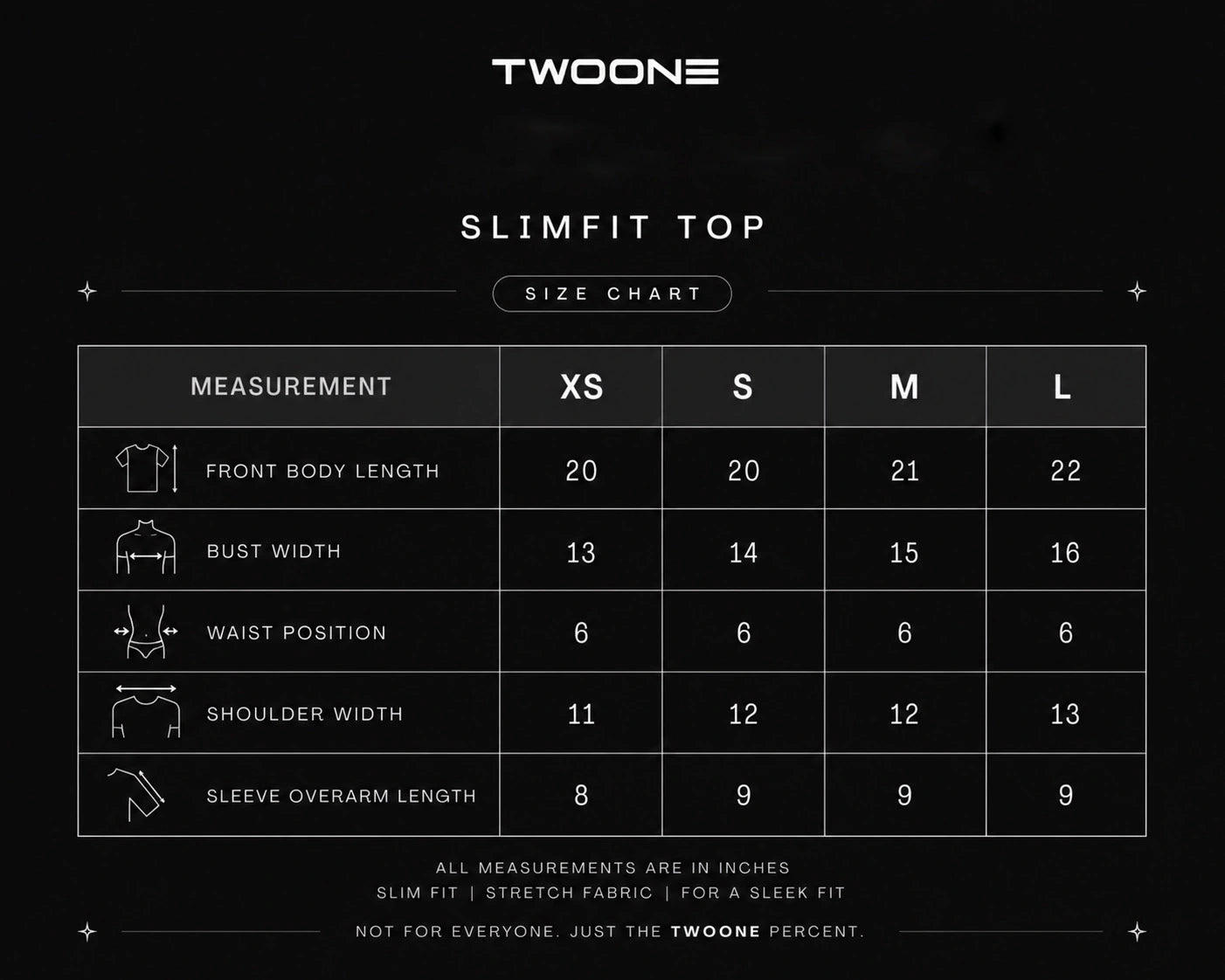 twoone size chart
